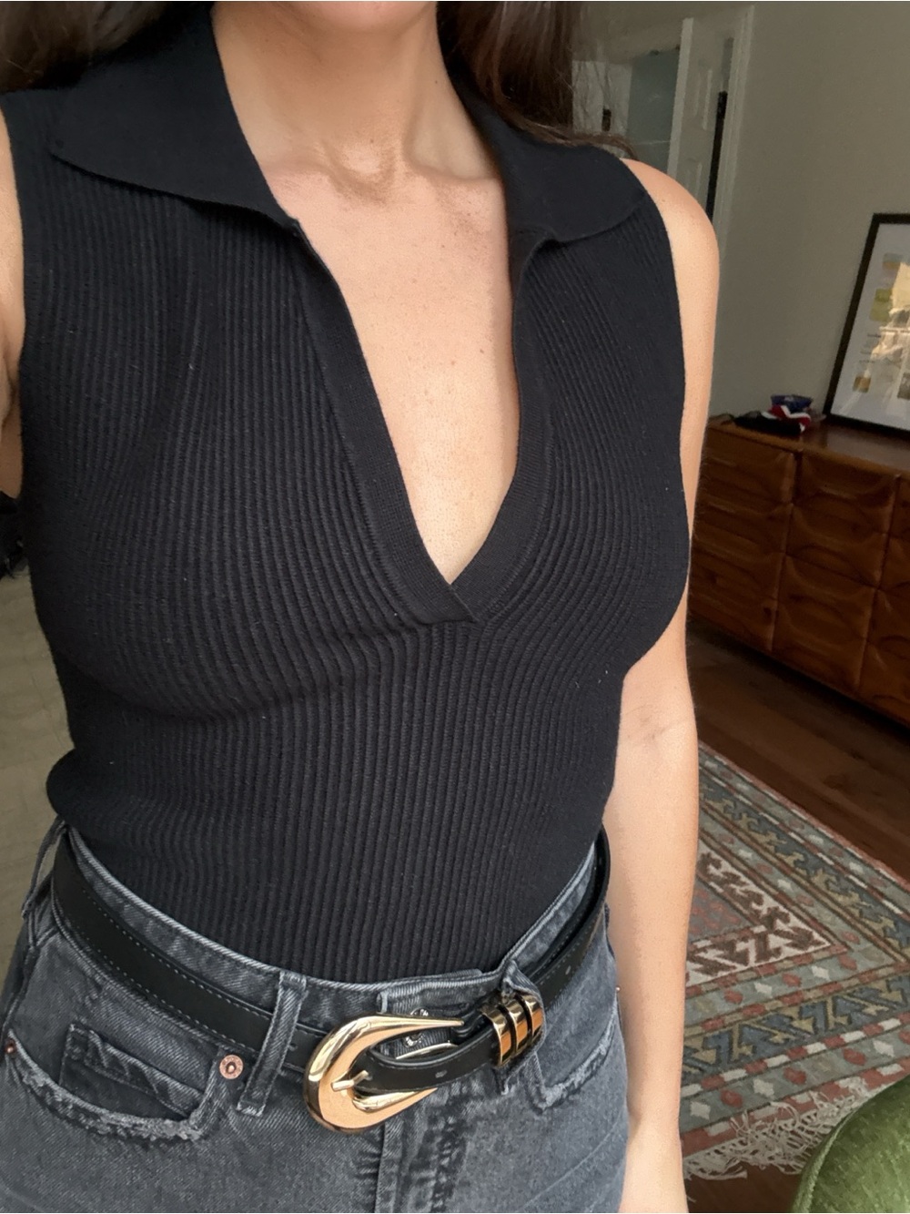 House of Harlow Black Knit Top